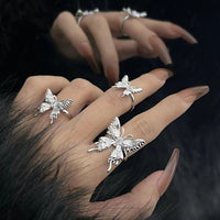 Thumbnail for Geometric Three Butterflies Ring Set - ArtGalleryZen