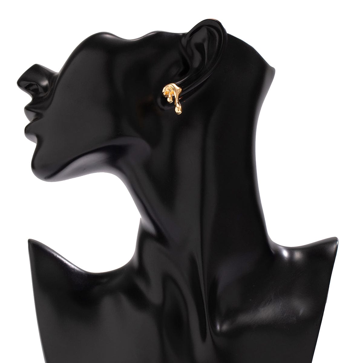 Geometric Tiny Gold Silver Tone Lava Earrings - ArtGalleryZen