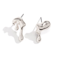 Thumbnail for Geometric Tiny Gold Silver Tone Lava Earrings - ArtGalleryZen