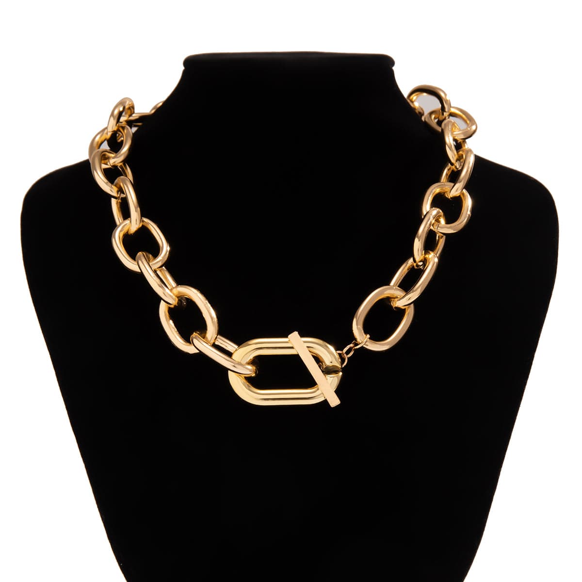 Geometric Toggle Clasp Cable Chain Necklace - ArtGalleryZen