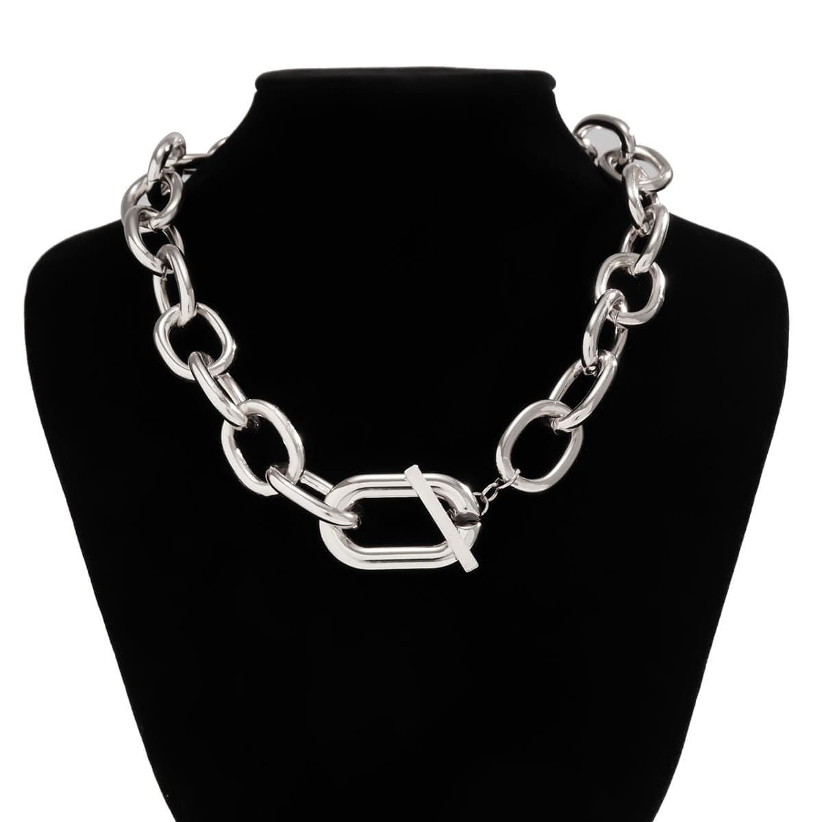 Geometric Toggle Clasp Cable Chain Necklace - ArtGalleryZen