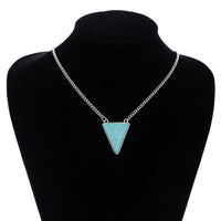 Thumbnail for Geometric Triangle Turquoise Pendant Necklace Earrings Set