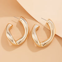 Thumbnail for Geometric Twisted Chunky Open Hoop Stud Earrings - ArtGalleryZen
