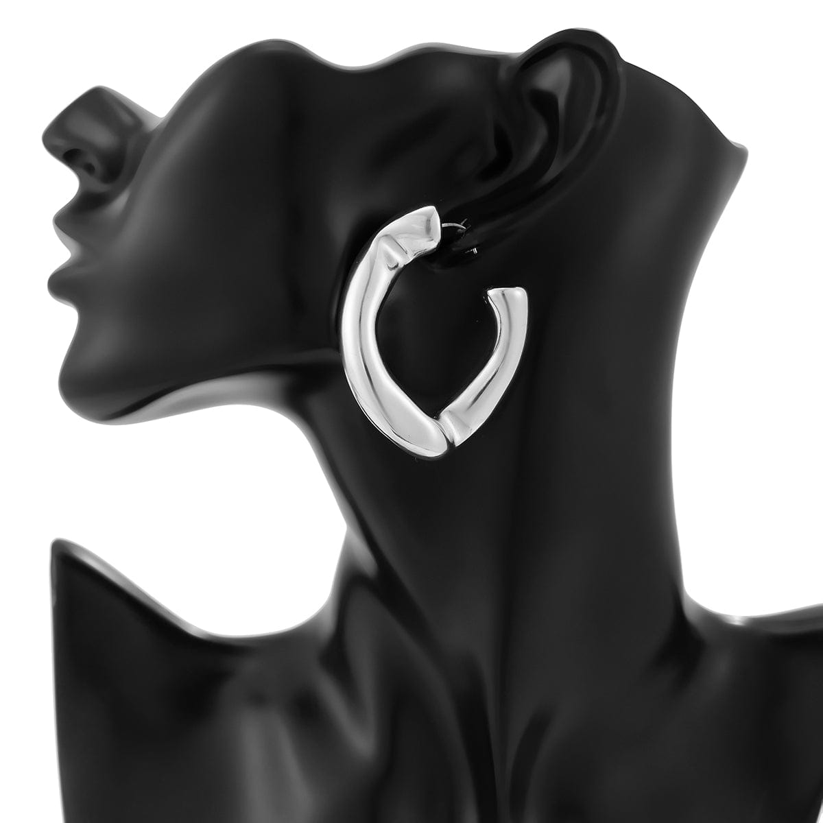 Geometric Twisted Chunky Open Hoop Stud Earrings