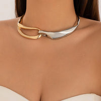 Thumbnail for Geometric Two Tone Hollow Patchwork Collar Necklace