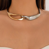 Thumbnail for Geometric Two Tone Hollow Patchwork Collar Necklace