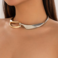 Thumbnail for Geometric Two Tone Hollow Patchwork Collar Necklace