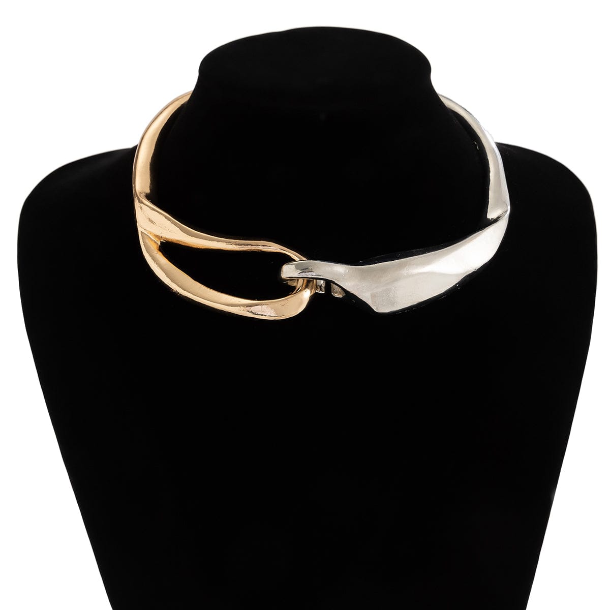 Geometric Two Tone Hollow Patchwork Collar Necklace