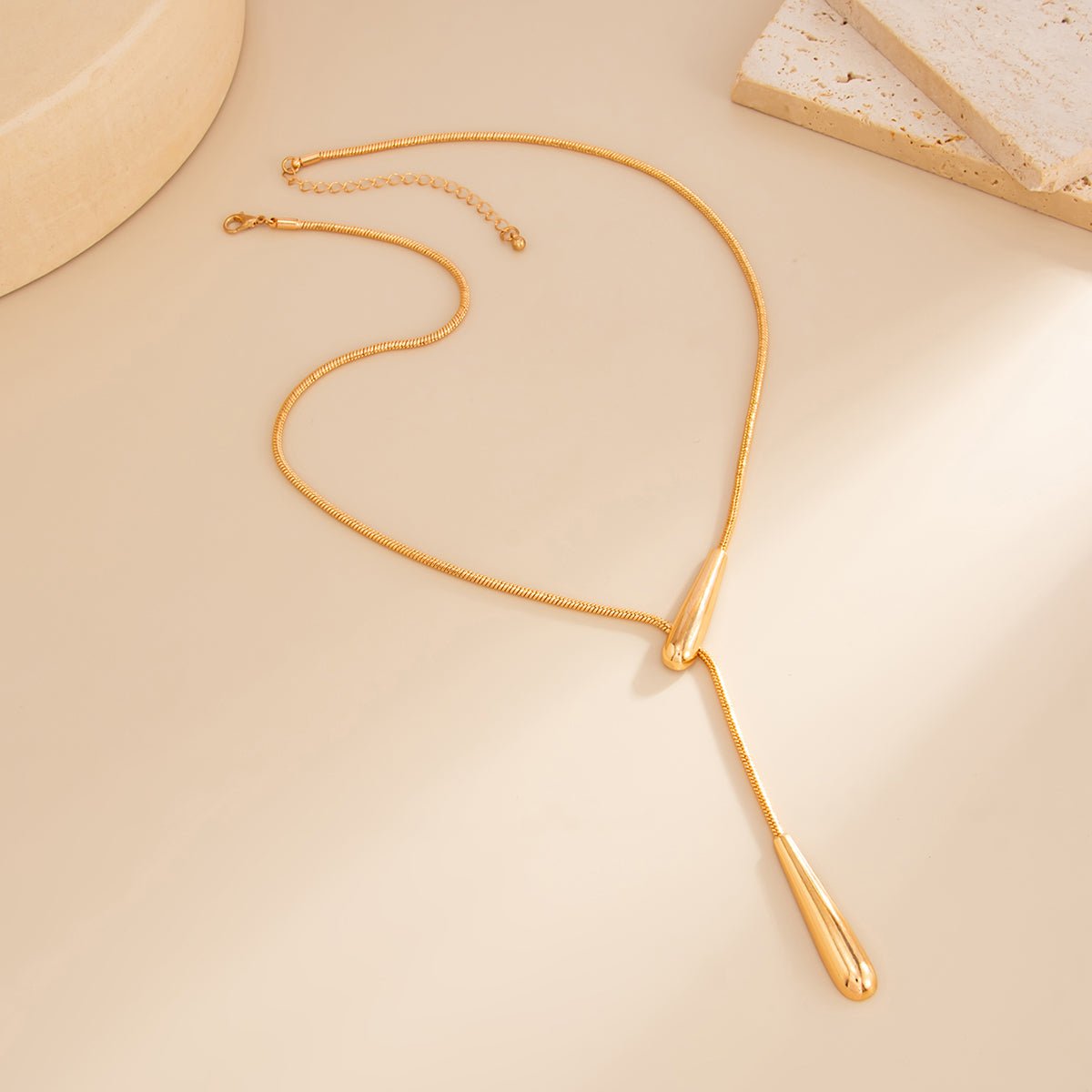 Geometric Waterdrop Charm Y Necklace - ArtGalleryZen