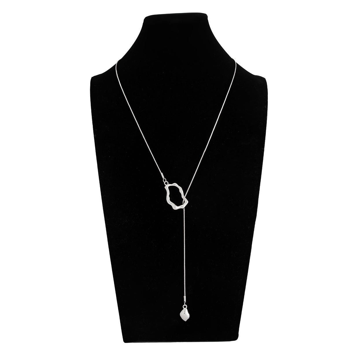 Geometric Waterdrop Pendant Lava Long Chain Necklace - ArtGalleryZen