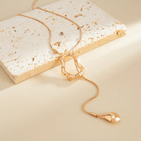 Thumbnail for Geometric Waterdrop Pendant Lava Long Chain Necklace - ArtGalleryZen