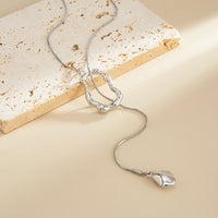 Thumbnail for Geometric Waterdrop Pendant Lava Long Chain Necklace - ArtGalleryZen