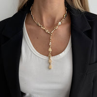 Thumbnail for Geometric Waterdrop Y Necklace Gold Silver Layering Pendant - ArtGalleryZen