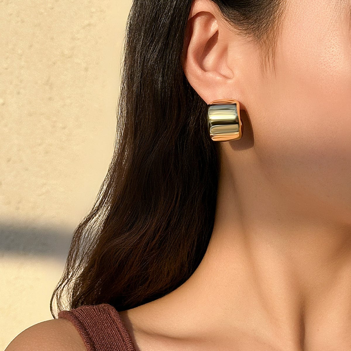 Geometric Wide C Shaped Earrings - ArtGalleryZen