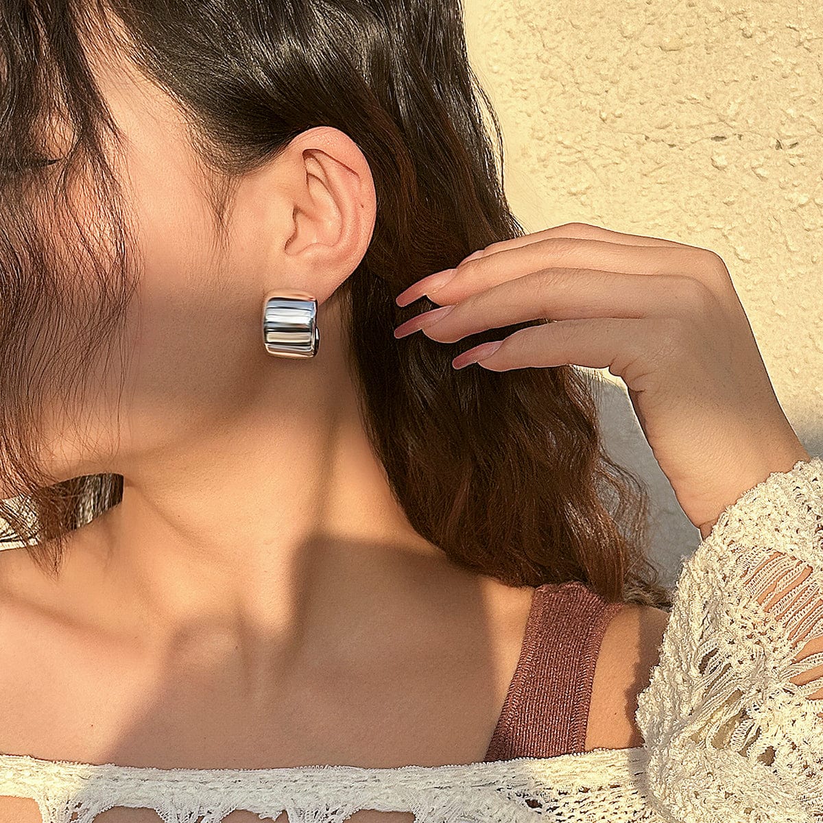 Geometric Wide C Shaped Earrings - ArtGalleryZen