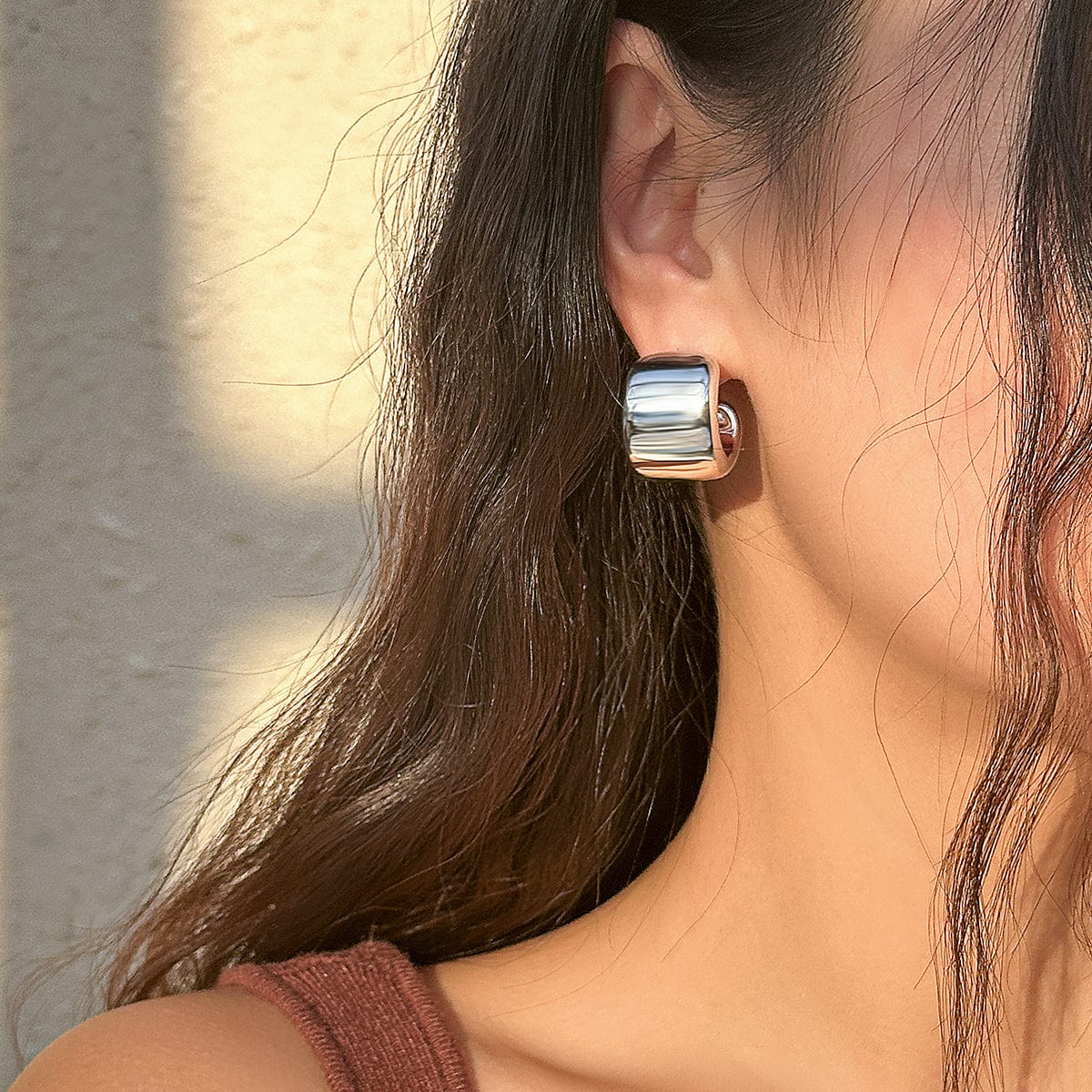 Geometric Wide C Shaped Earrings - ArtGalleryZen