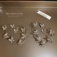 Thumbnail for Glitter Crystal Inlaid Butterfly Ear Cuff Climber Crawler Wrap Earring - ArtGalleryZen