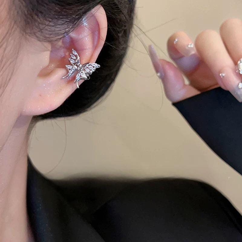 Glitter CZ Inlaid Butterfly Ear Wrap Earrings - ArtGalleryZen