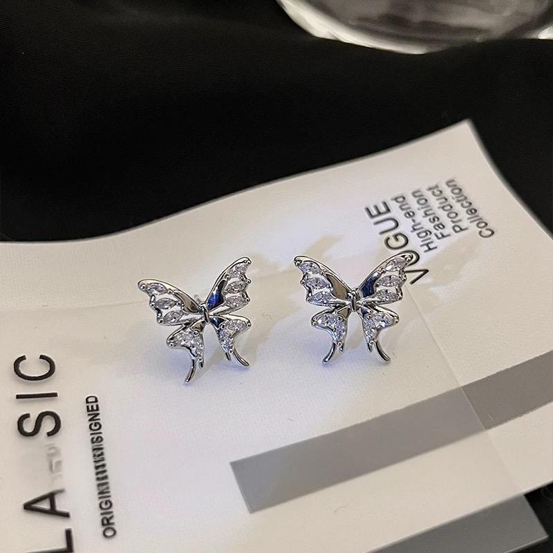 Glitter CZ Inlaid Butterfly Ear Wrap Earrings - ArtGalleryZen