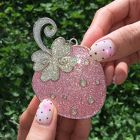 Thumbnail for Glitter Enamel Strawberry Pendant PU Leather Collar Choker Necklace - ArtGalleryZen