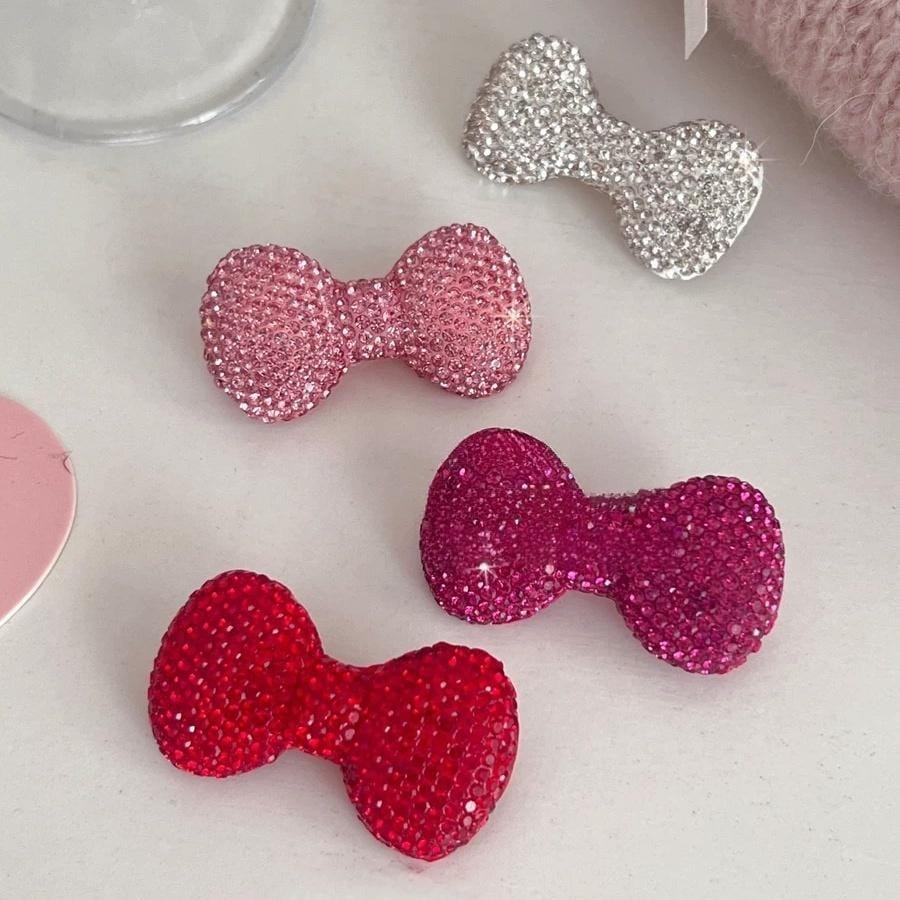 Glitter Rhinestone Bowknot Hair Clip - ArtGalleryZen