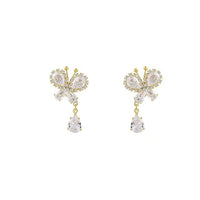 Thumbnail for Glitter Rhinestone Dangle CZ Butterfly Earrings - ArtGalleryZen