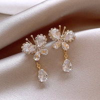 Thumbnail for Glitter Rhinestone Dangle CZ Butterfly Earrings - ArtGalleryZen