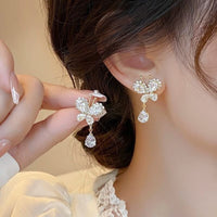 Thumbnail for Glitter Rhinestone Dangle CZ Butterfly Earrings