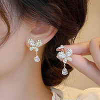 Thumbnail for Glitter Rhinestone Dangle CZ Butterfly Earrings