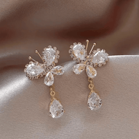 Thumbnail for Glitter Rhinestone Dangle CZ Butterfly Earrings