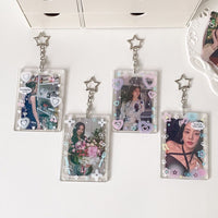 Thumbnail for Glitter Star Heart Bow Kpop Keychain Acrylic Photocard Holder - ArtGalleryZen