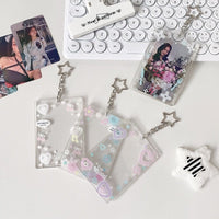 Thumbnail for Glitter Star Heart Bow Kpop Keychain Acrylic Photocard Holder - ArtGalleryZen