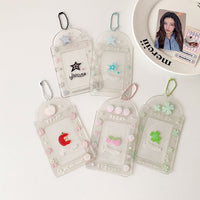 Thumbnail for Glitter Strawberry Apple Lucky Clover Star Kpop Keychain Photocard Holder - ArtGalleryZen