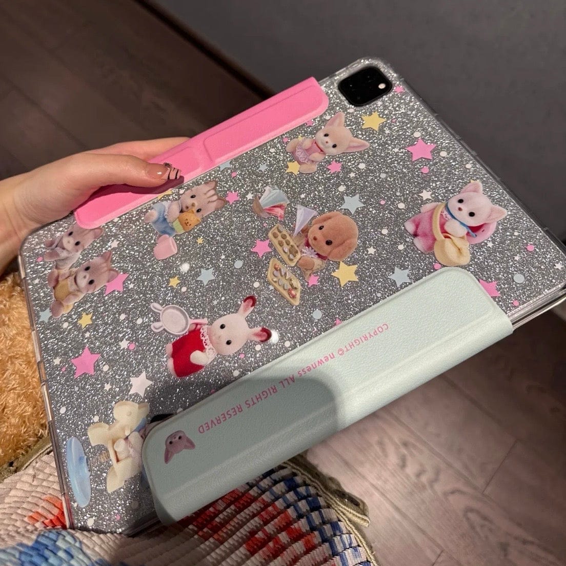 Glitter Sylvanian Families Magnetic Detachable iPad Case - ArtGalleryZen