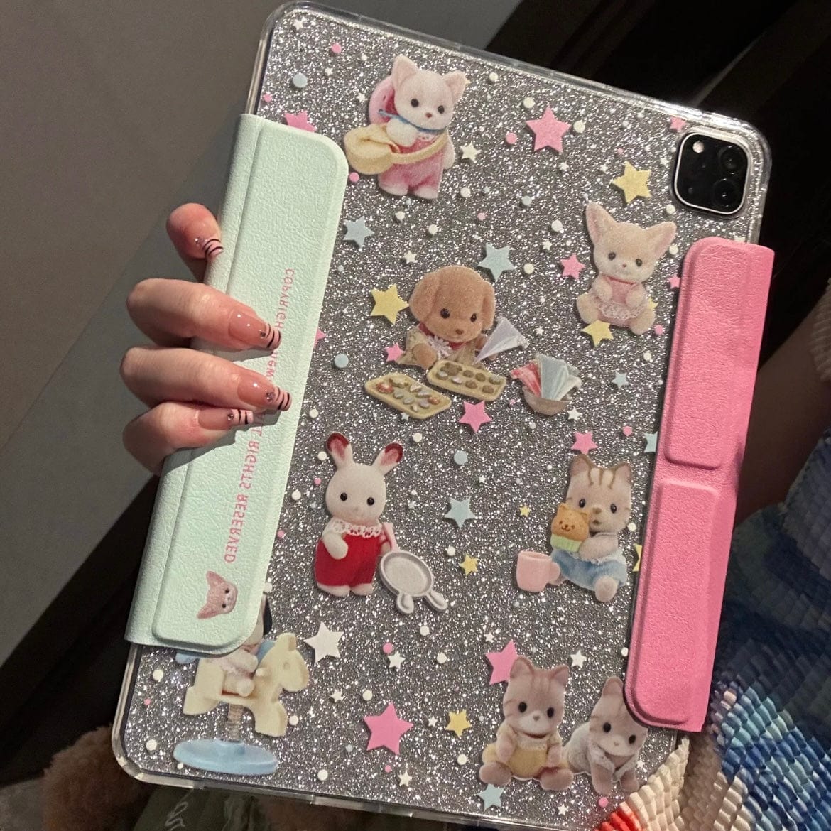 Glitter Sylvanian Families Magnetic Detachable iPad Case - ArtGalleryZen