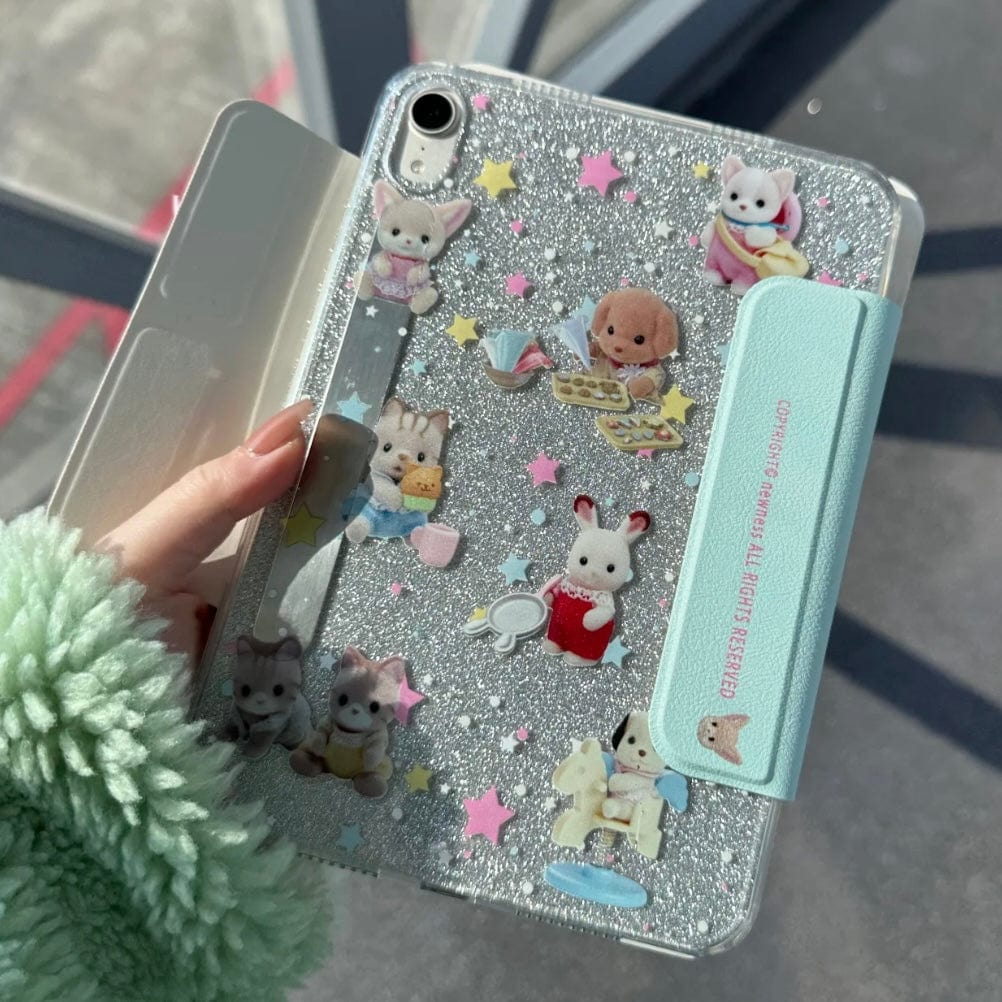 Glitter Sylvanian Families Magnetic Detachable iPad Case - ArtGalleryZen