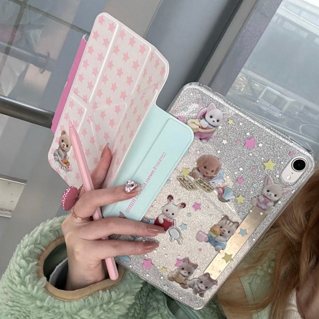 Glitter Sylvanian Families Magnetic Detachable iPad Case - ArtGalleryZen