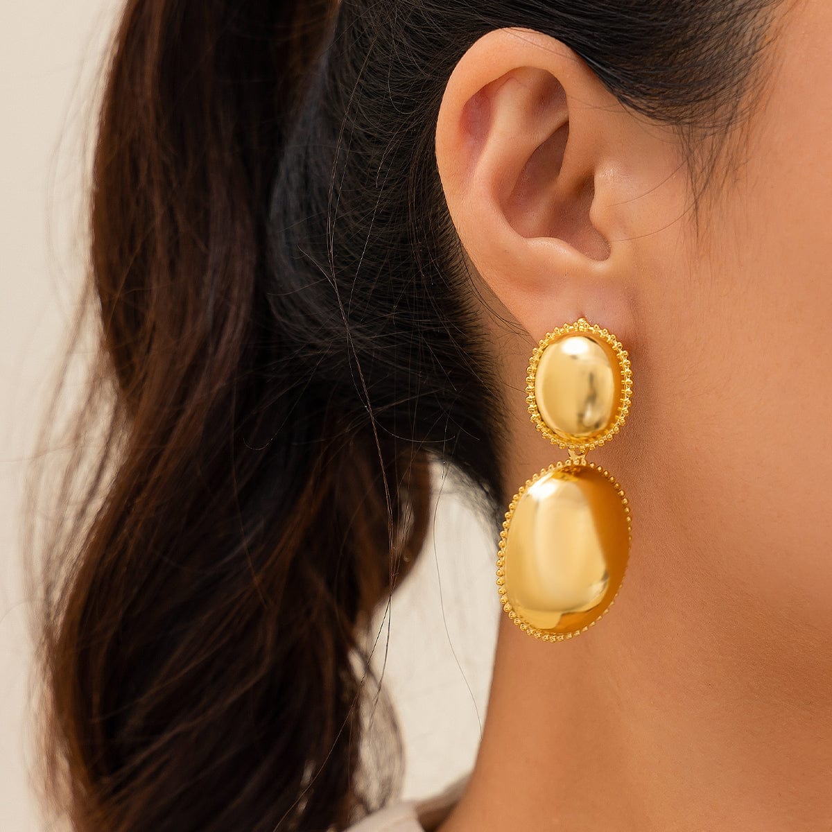 Baroque Gold Silver Plated Oval Dangle Earrings - ArtGalleryZen