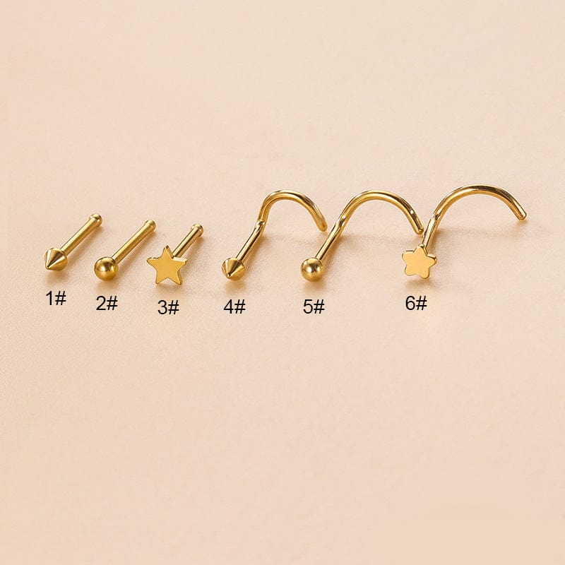 Gold Silver Plated Star Stainless Steel Nose Piercing Nose Stud - ArtGalleryZen
