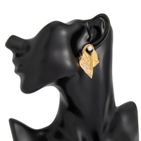 Thumbnail for Gold Silver Tone Abstract Pattern Pearl Stud Earrings - ArtGalleryZen