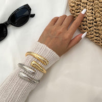 Thumbnail for Gold Silver Tone Hammered Waterdrop Bangle Bracelet - ArtGalleryZen