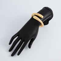 Thumbnail for Gold Silver Tone Hammered Waterdrop Bangle Bracelet - ArtGalleryZen