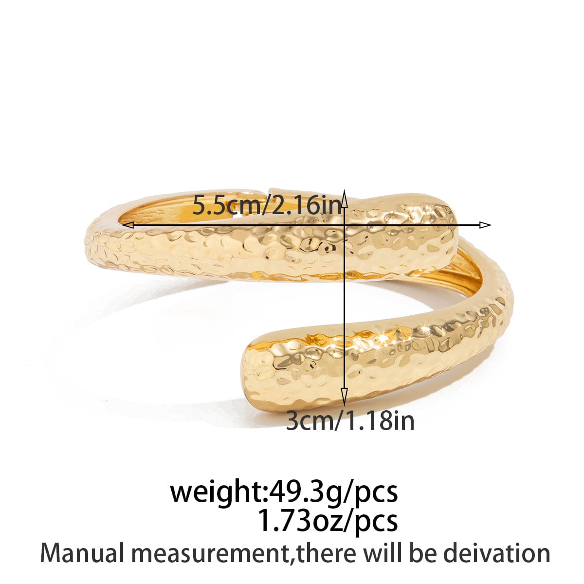 Gold Silver Tone Hammered Waterdrop Bangle Bracelet - ArtGalleryZen