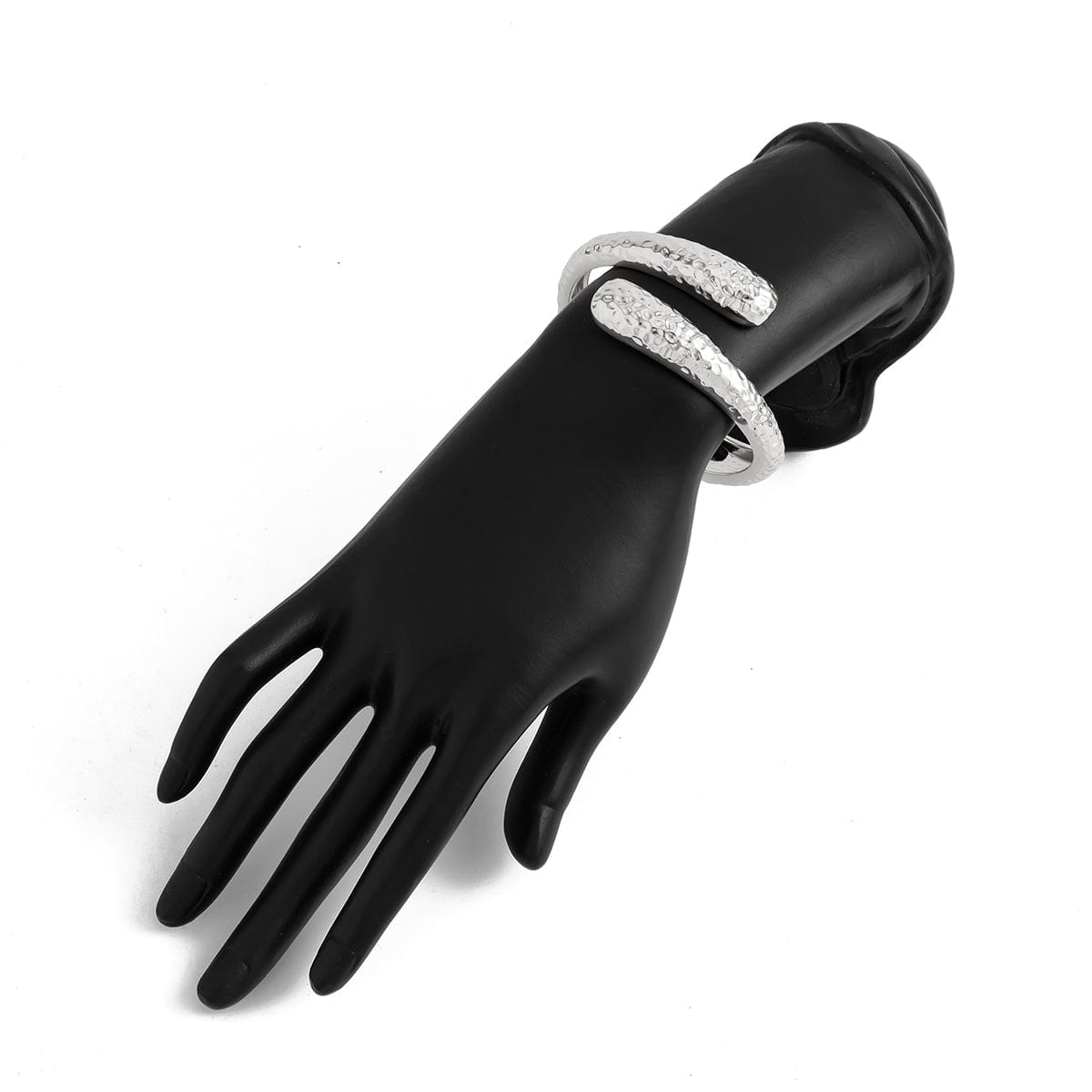 Gold Silver Tone Hammered Waterdrop Bangle Bracelet - ArtGalleryZen