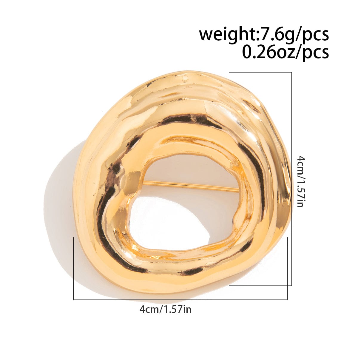 Gold Silver Tone Irregular Hoop Pin Brooch - ArtGalleryZen