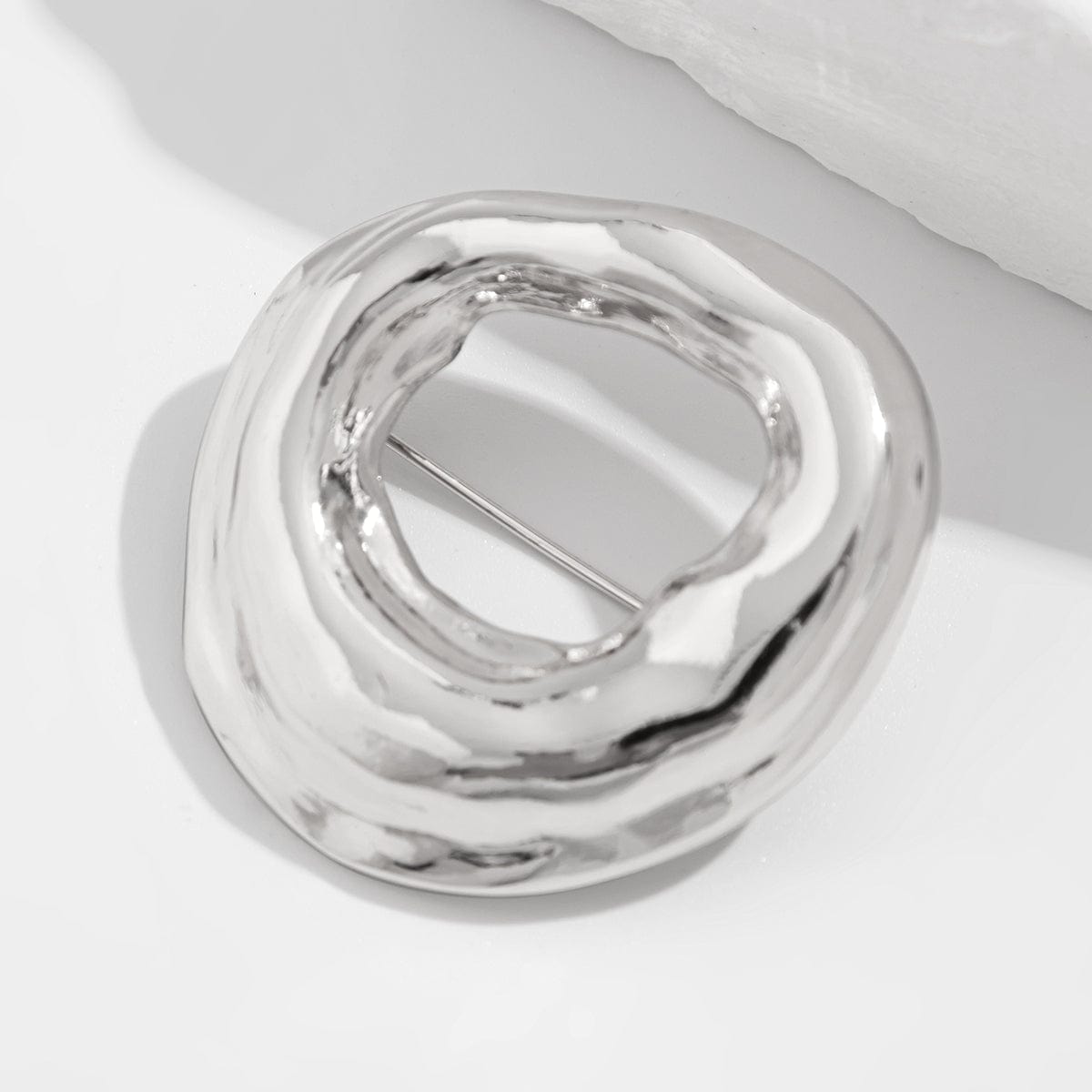 Gold Silver Tone Irregular Hoop Pin Brooch - ArtGalleryZen