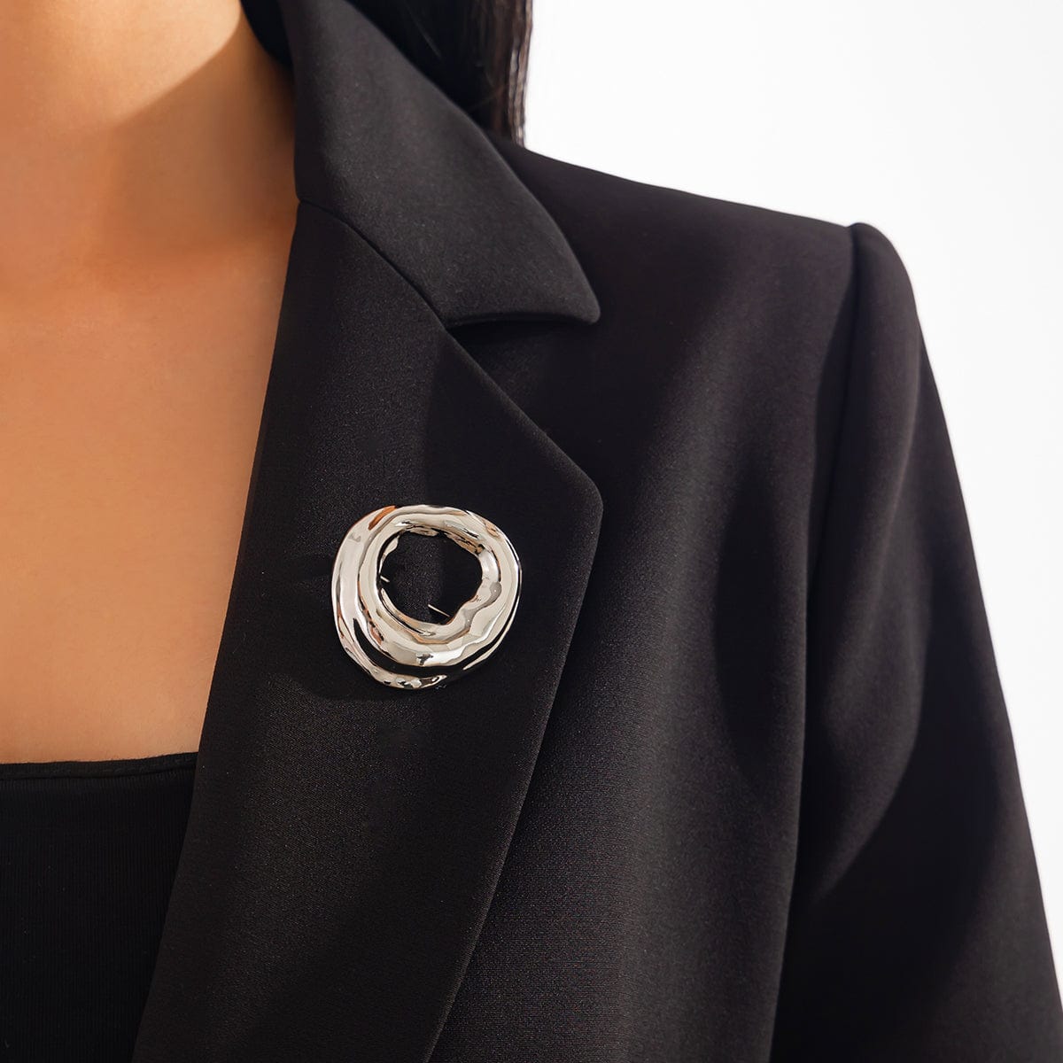 Gold Silver Tone Irregular Hoop Pin Brooch - ArtGalleryZen