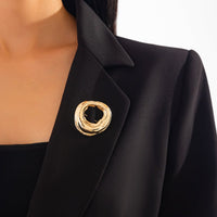 Thumbnail for Gold Silver Tone Irregular Hoop Pin Brooch - ArtGalleryZen