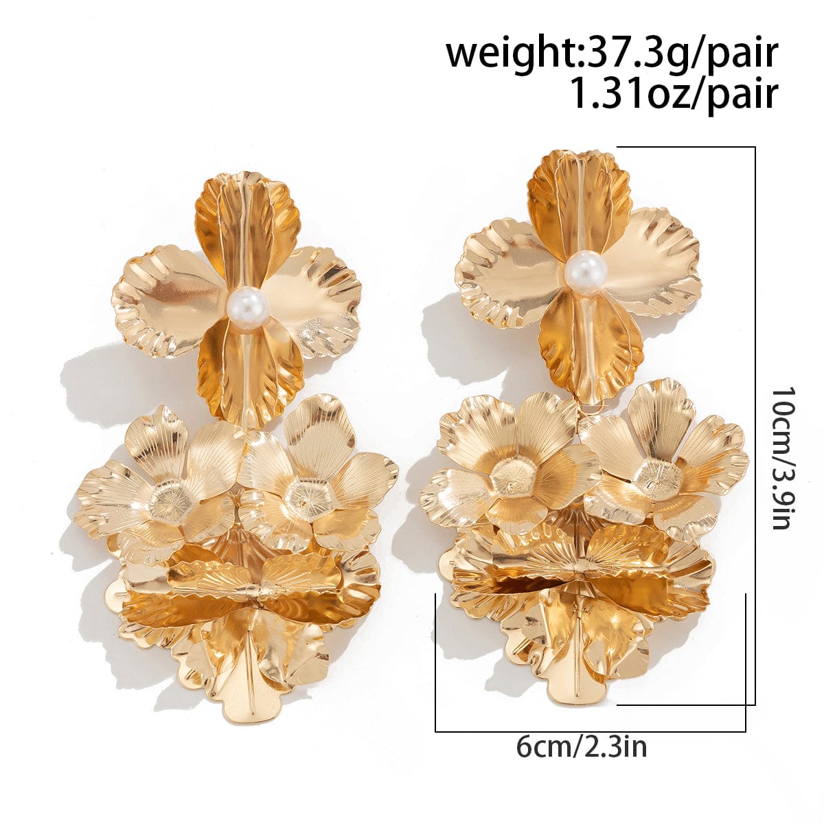 Gorgeous Dangling Pearl Flower Bouquet Earrings