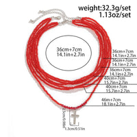 Thumbnail for Gothic 2Pcs Crystal Beaded Cross Pendant Necklace Set - ArtGalleryZen